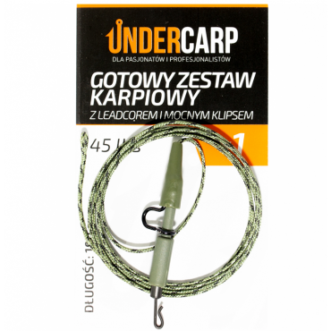Under Carp Gotowy Zestaw Karpiowy z Leadcorem i Mocnym Klipsem 45 lbs / 100 cm Zielony